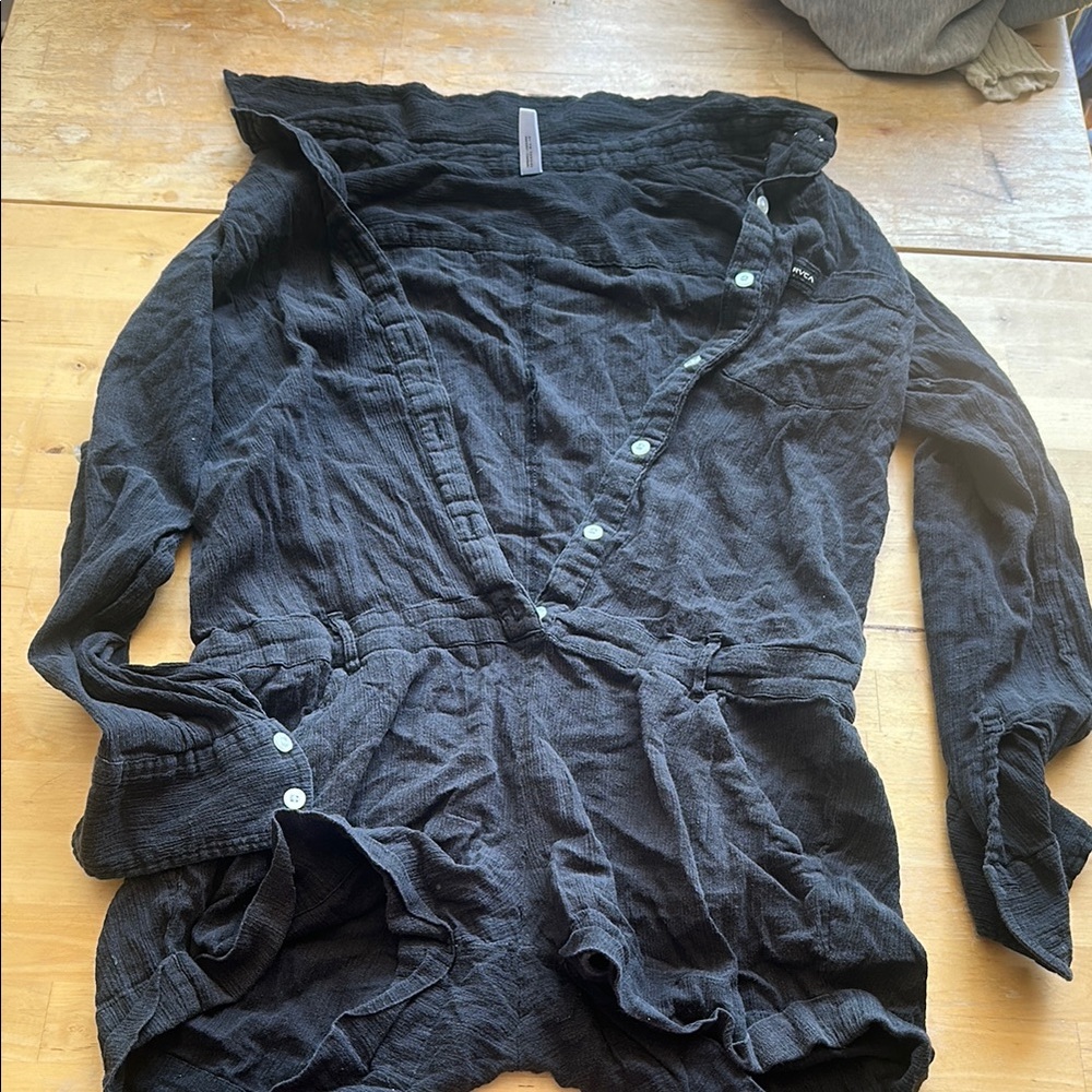 RVCA Black Button-Up Jumpsuit